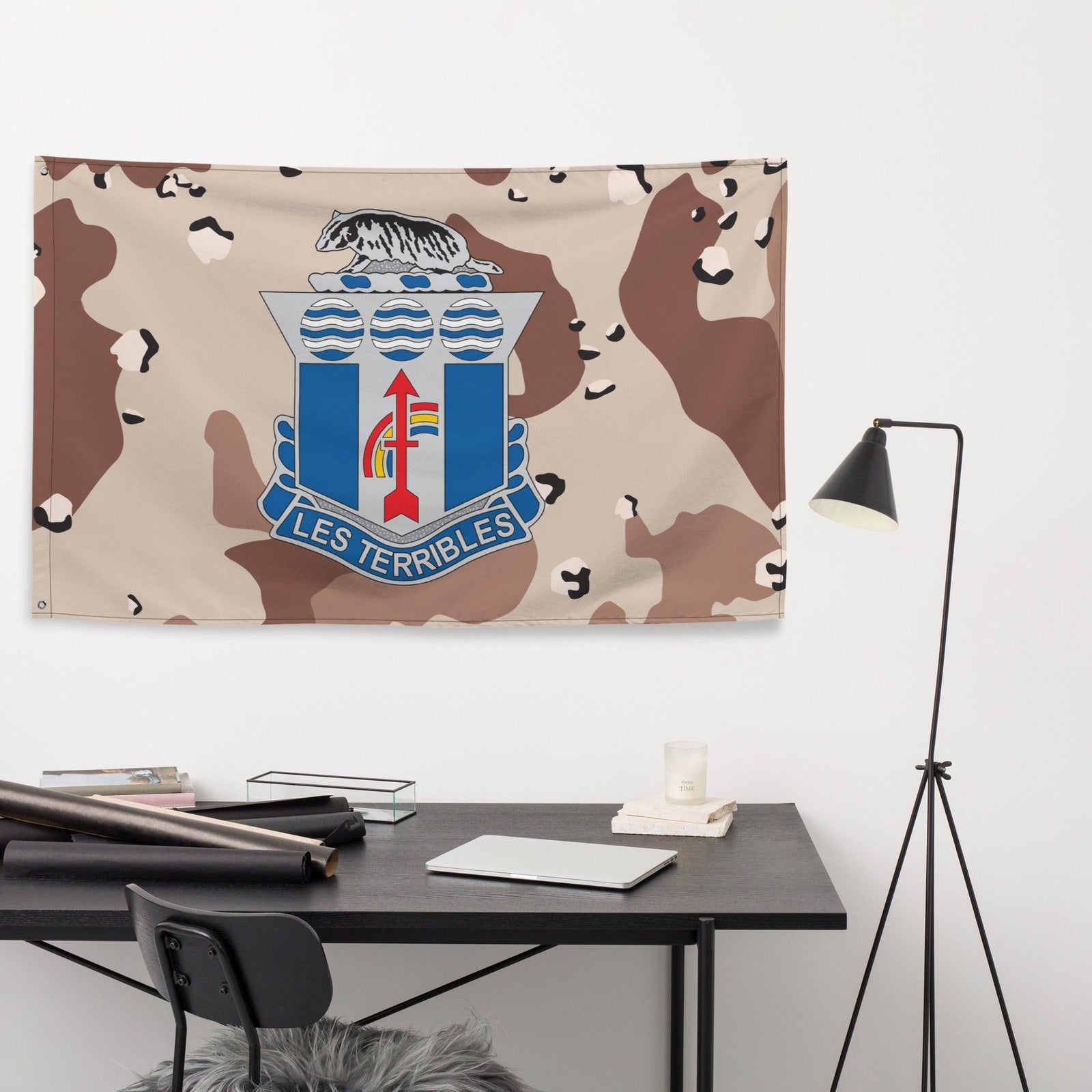 U.S. Army 127th Infantry Regiment Chocolate-Chip Camo Flag Tactically Acquired   