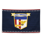 Patriotic USS Wright (CVL-49) Aircraft Carrier Wall Flag Tactically Acquired   