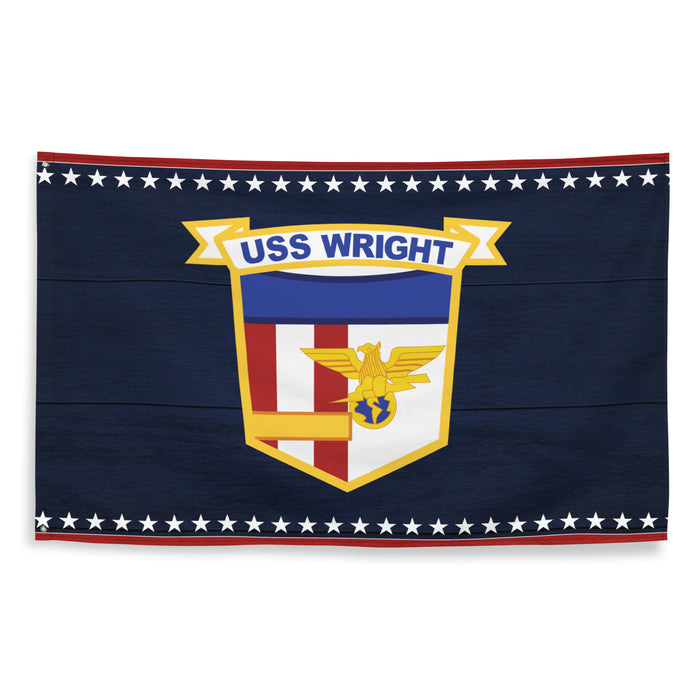 Patriotic USS Wright (CVL-49) Aircraft Carrier Wall Flag Tactically Acquired   