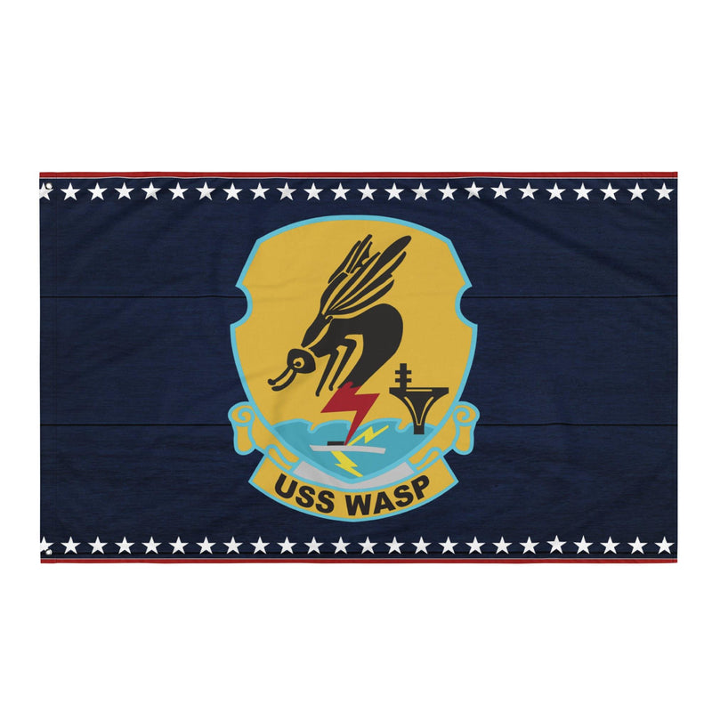 Patriotic USS Wasp (CV-18) Aircraft Carrier Wall Flag