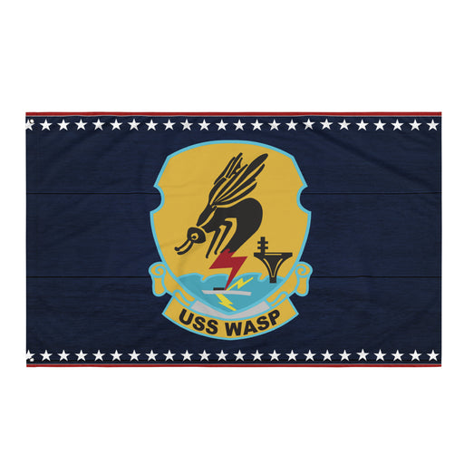 Patriotic USS Wasp (CV-18) Aircraft Carrier Wall Flag Tactically Acquired Default Title  