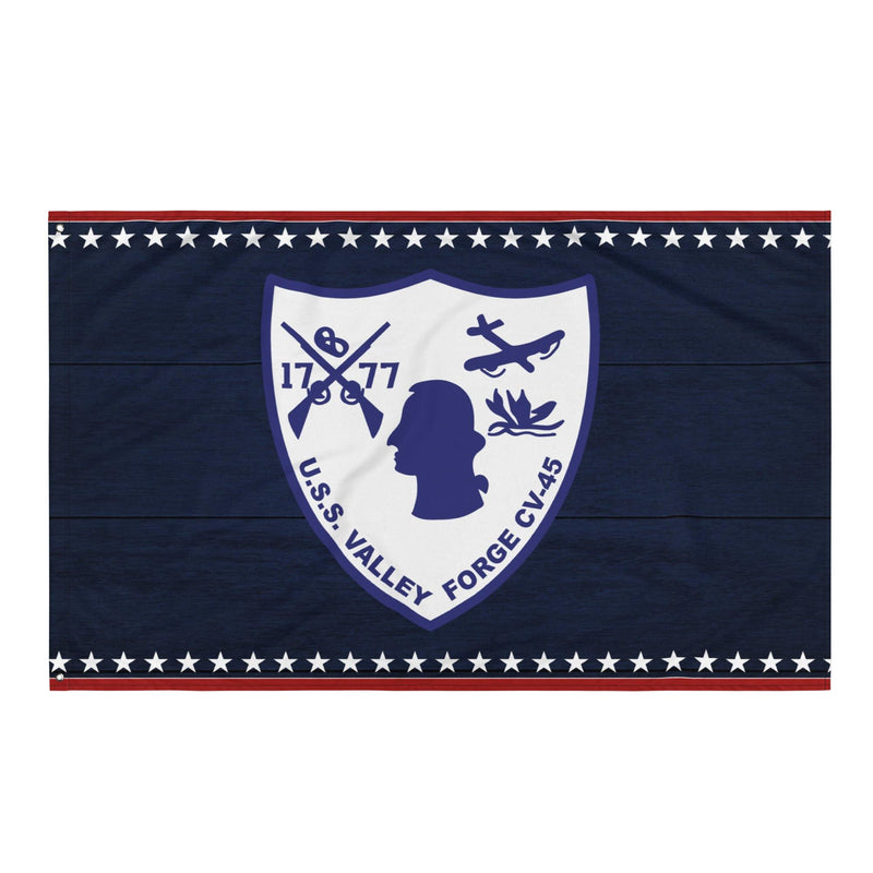 Patriotic USS Valley Forge (CV-45) Aircraft Carrier Wall Flag