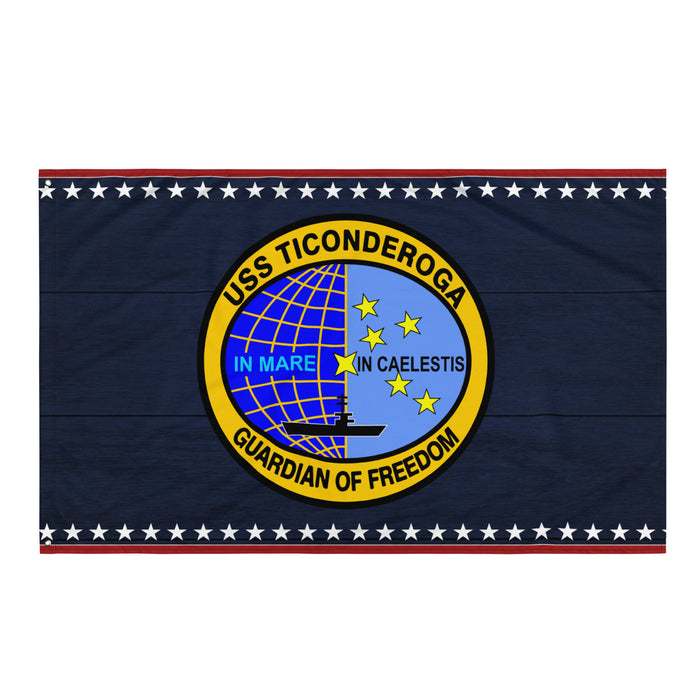 Patriotic USS Ticonderoga (CV-14) Aircraft Carrier Wall Flag Tactically Acquired Default Title  