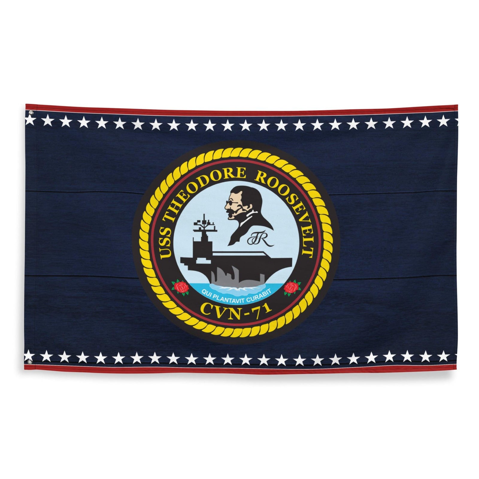 Patriotic USS Theodore Roosevelt (CVN-71) Aircraft Carrier Wall Flag Tactically Acquired   