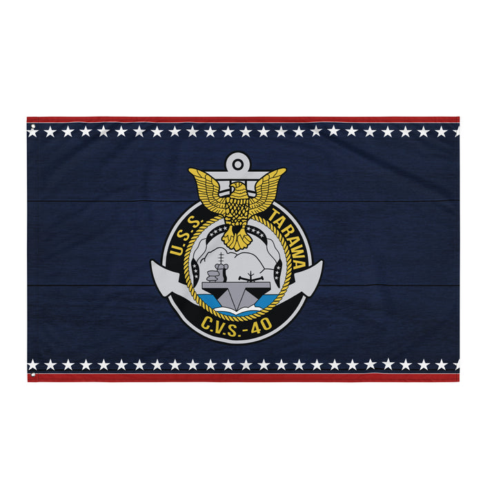 Patriotic USS Tarawa (CVS-40) Aircraft Carrier Wall Flag Tactically Acquired Default Title  