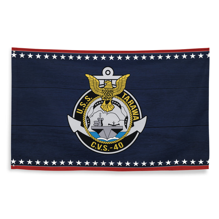 Patriotic USS Tarawa (CVS-40) Aircraft Carrier Wall Flag Tactically Acquired   