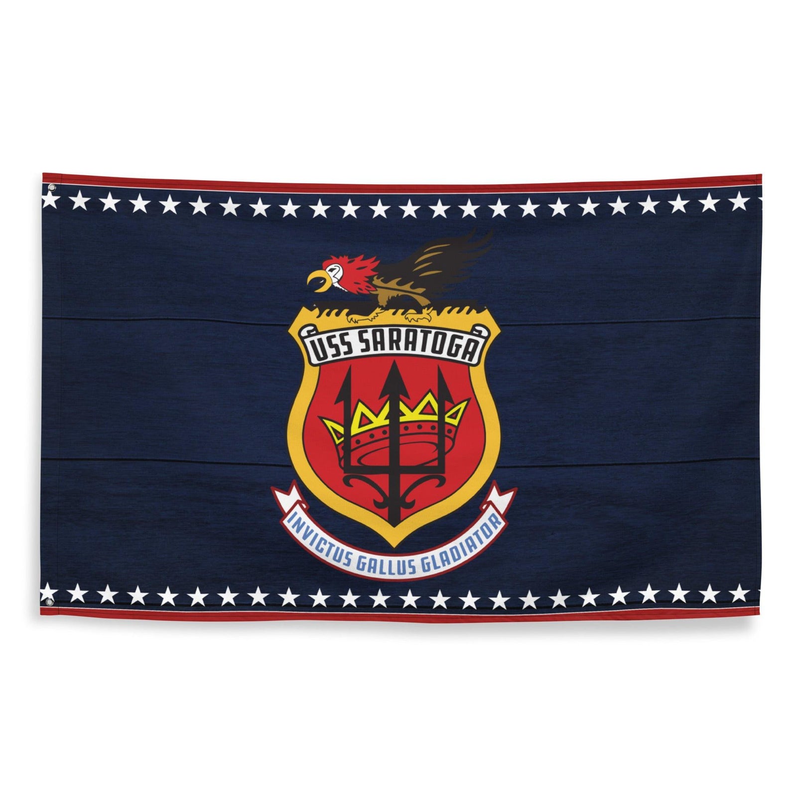 Patriotic USS Saratoga (CV-60) Aircraft Carrier Wall Flag Tactically Acquired   