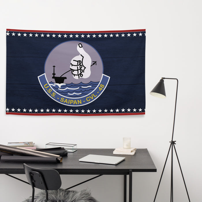 Patriotic USS Saipan (CVL-48) Aircraft Carrier Flag Tactically Acquired   