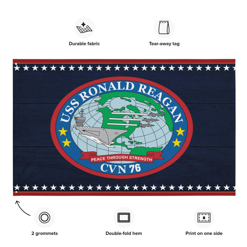 Patriotic USS Ronald Reagan (CVN-76) Aircraft Carrier Flag