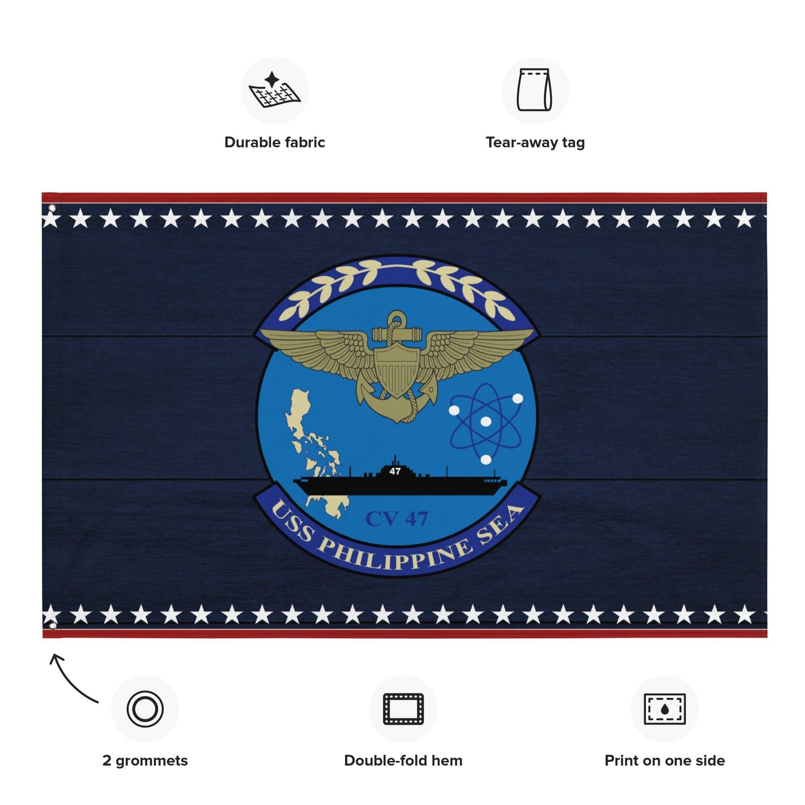 Patriotic USS Philippine Sea (CV-47) Aircraft Carrier Flag Tactically Acquired   