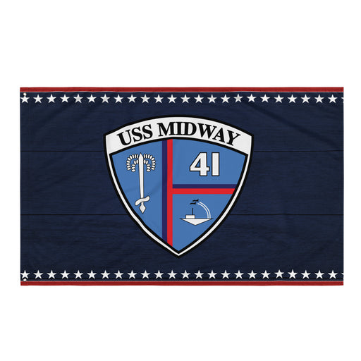 Patriotic USS Midway (CV-41) Ship's Crest Emblem Wall Flag Tactically Acquired Default Title  