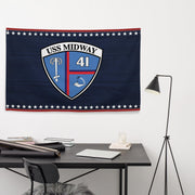 Patriotic USS Midway (CV-41) Ship's Crest Emblem Wall Flag Tactically Acquired   