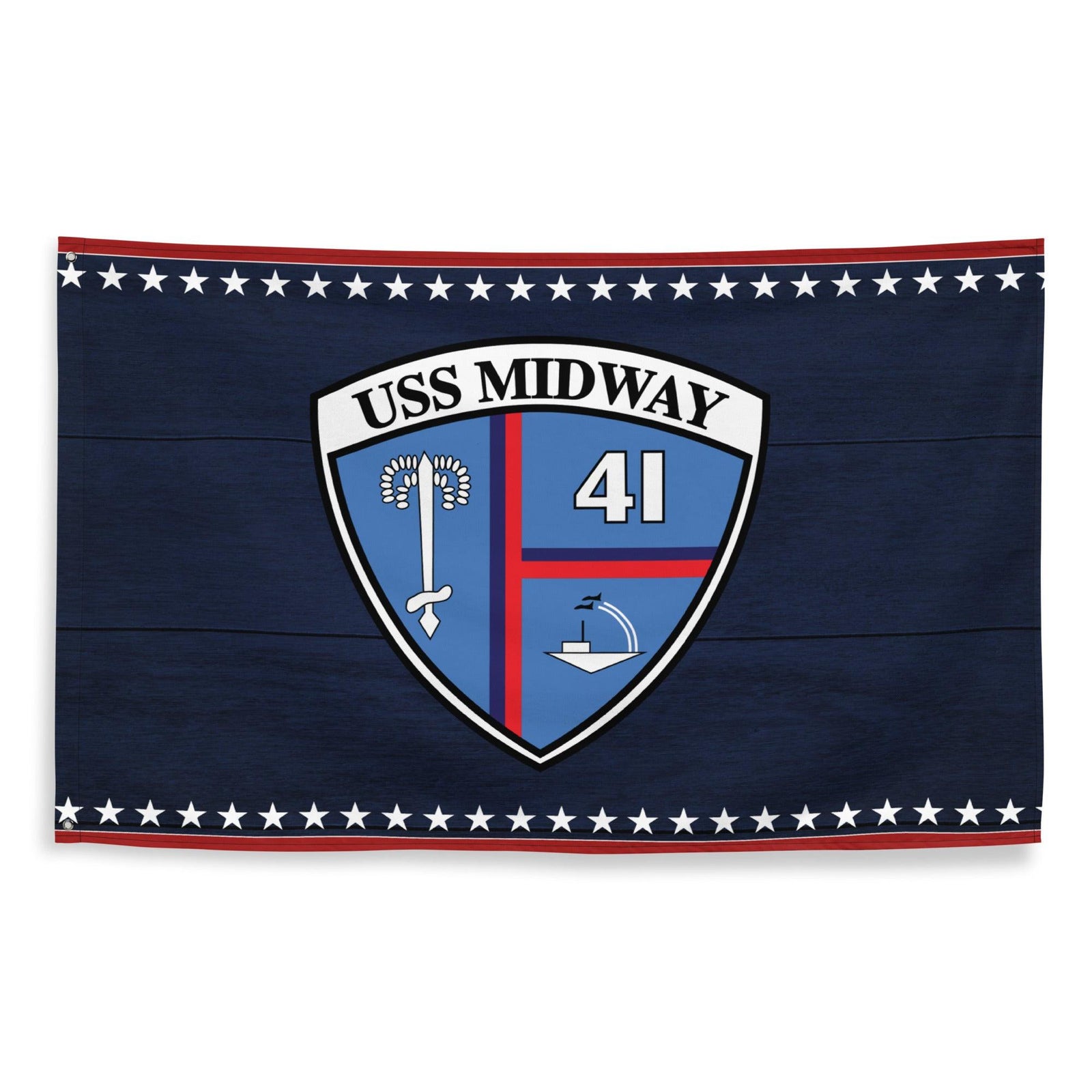 Patriotic USS Midway (CV-41) Ship's Crest Emblem Wall Flag Tactically Acquired   