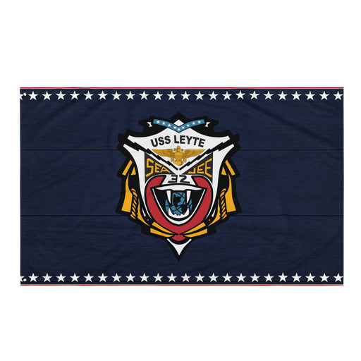 Patriotic USS Leyte (CV-32) Ship's Crest Emblem Wall Flag Tactically Acquired Default Title  