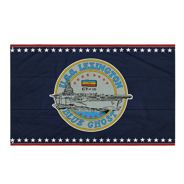 Patriotic USS Lexington (CV-16) Ship's Crest Emblem Wall Flag Tactically Acquired Default Title  