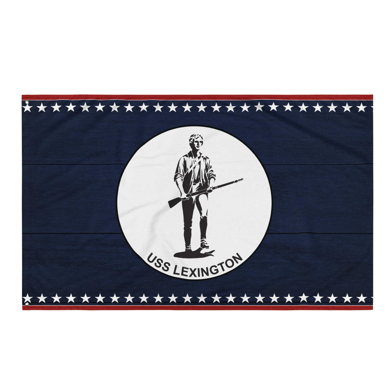 Patriotic USS Lexington (CV-2) Ship's Crest Emblem Wall Flag