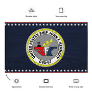 Patriotic USS John F. Kennedy (CVA-67) Ship's Crest Emblem Wall Flag Tactically Acquired   