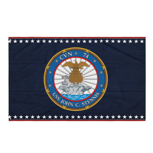 Patriotic USS John C. Stennis (CVN-74) Ship's Crest Emblem Wall Flag Tactically Acquired Default Title  