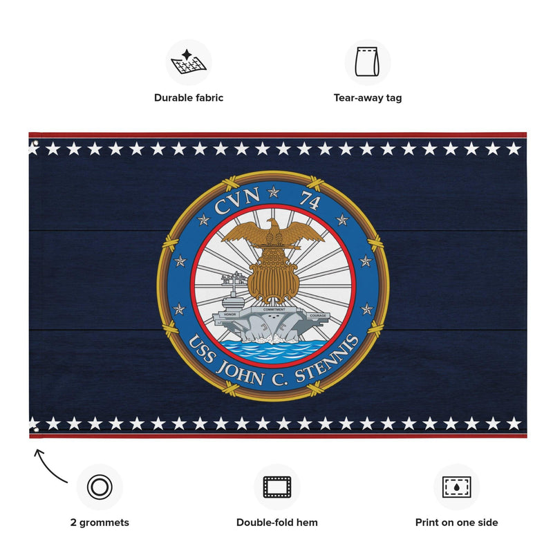 Patriotic USS John C. Stennis (CVN-74) Ship's Crest Emblem Wall Flag