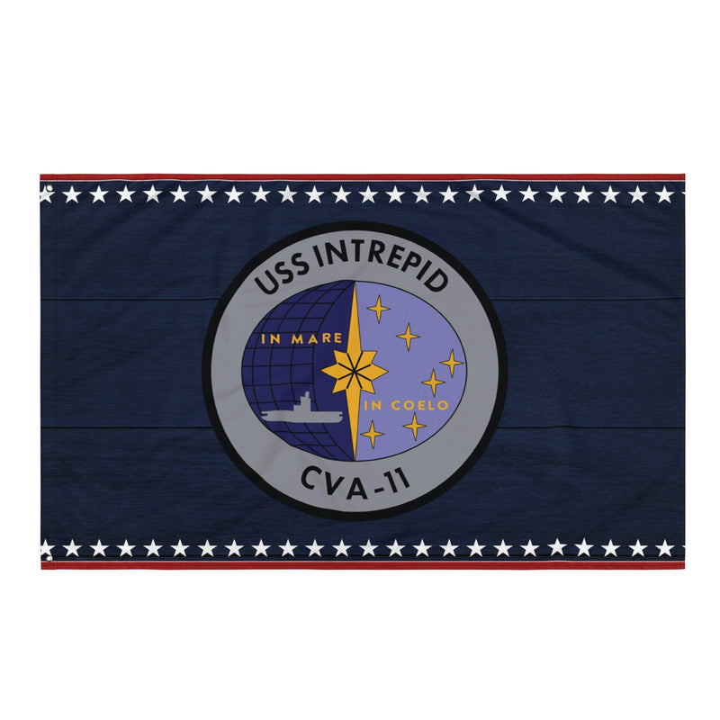 Patriotic USS Intrepid (CVA-11) Ship's Crest Emblem Wall Flag