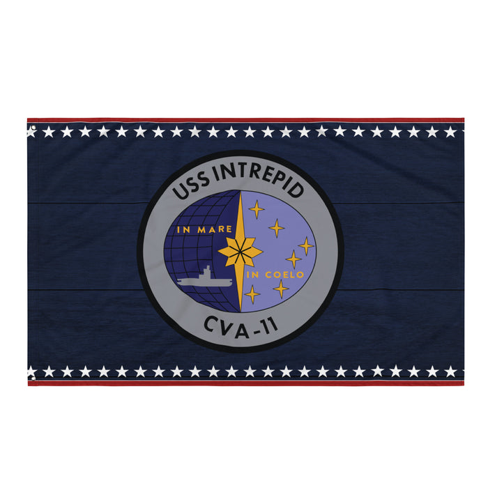 Patriotic USS Intrepid (CVA-11) Ship's Crest Emblem Wall Flag Tactically Acquired Default Title  