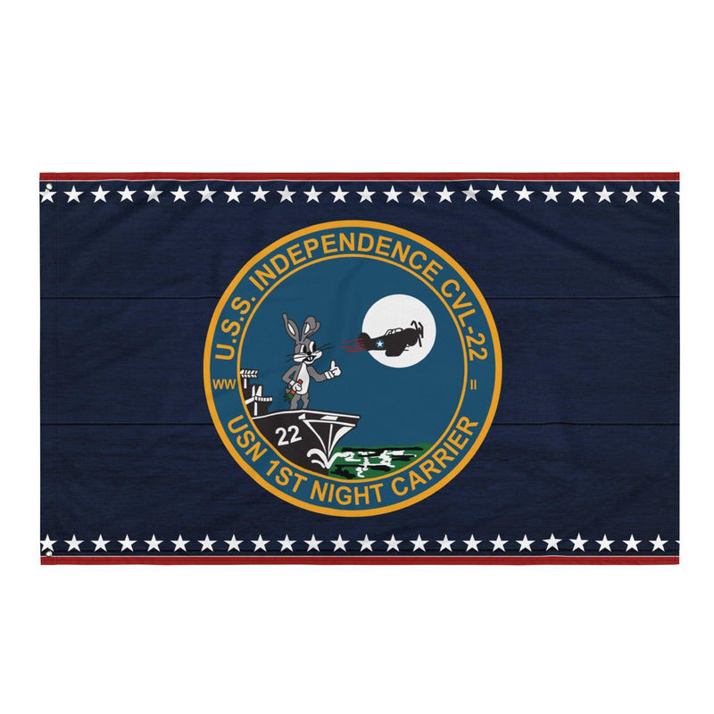 Patriotic USS Independence (CVL-22) Ship's Crest Emblem Wall Flag
