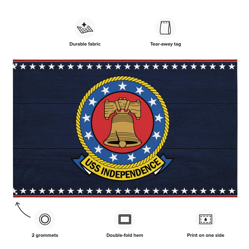 Patriotic USS Independence (CV-62) Ship's Crest Emblem Wall Flag