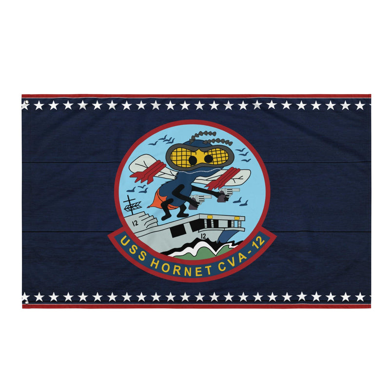 Patriotic USS Hornet (CVA-12) Ship's Crest Emblem Wall Flag