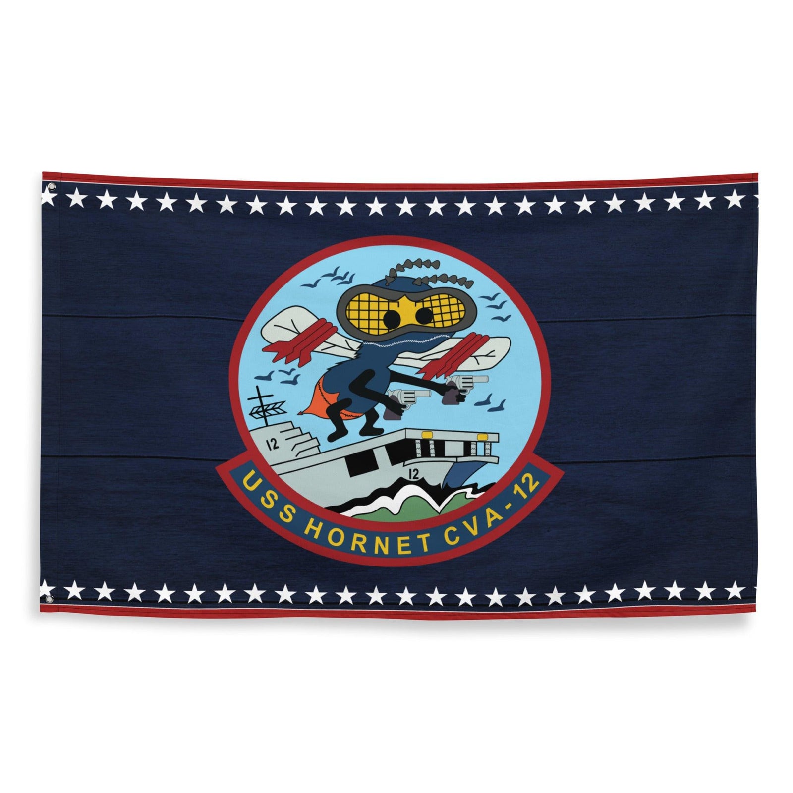 Patriotic USS Hornet (CVA-12) Ship's Crest Emblem Wall Flag Tactically Acquired   