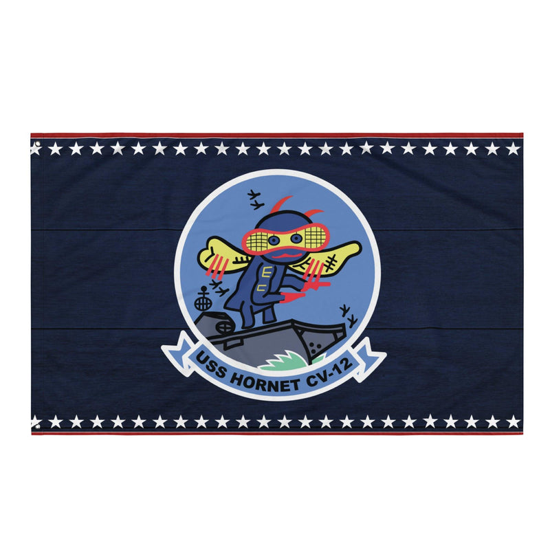 Patriotic USS Hornet (CV-12) Ship's Crest Emblem Wall Flag