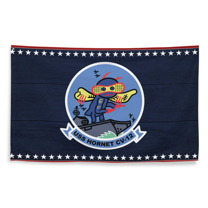 Patriotic USS Hornet (CV-12) Ship's Crest Emblem Wall Flag Tactically Acquired   