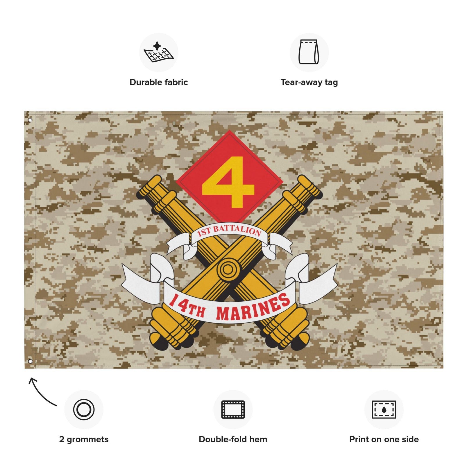1/14 Marines Unit Emblem MARPAT Camo Flag Tactically Acquired   