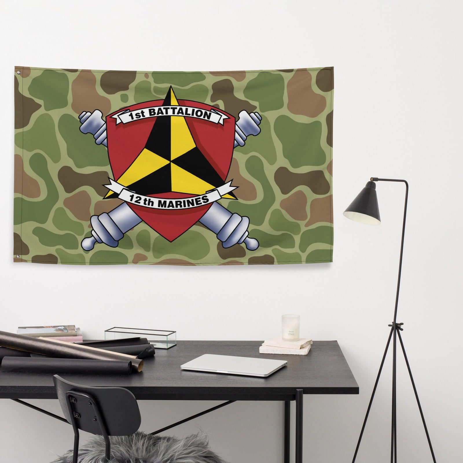1/12 Marines Unit Emblem Frogskin Camo Flag Tactically Acquired   