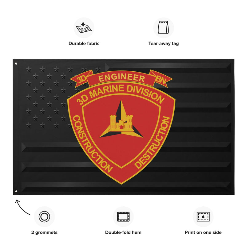 3rd Combat Engineer Battalion (3rd CEB) Black American Flag