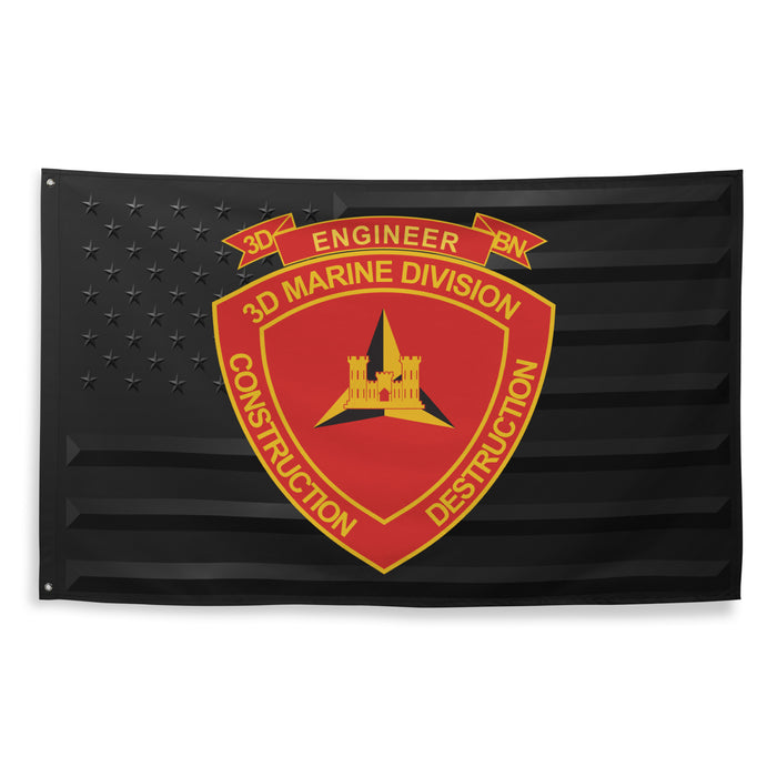 3rd Combat Engineer Battalion (3rd CEB) Black American Flag Tactically Acquired   