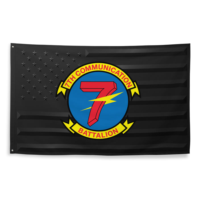 7th Communication Battalion USMC Black American Flag Tactically Acquired   