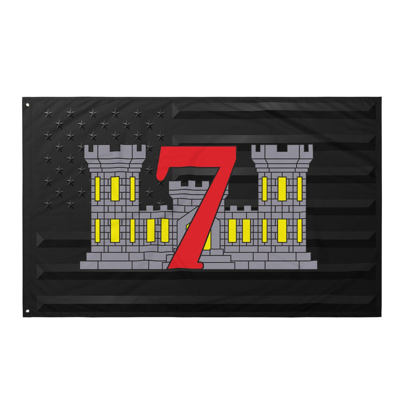 7th ESB USMC Black American Flag