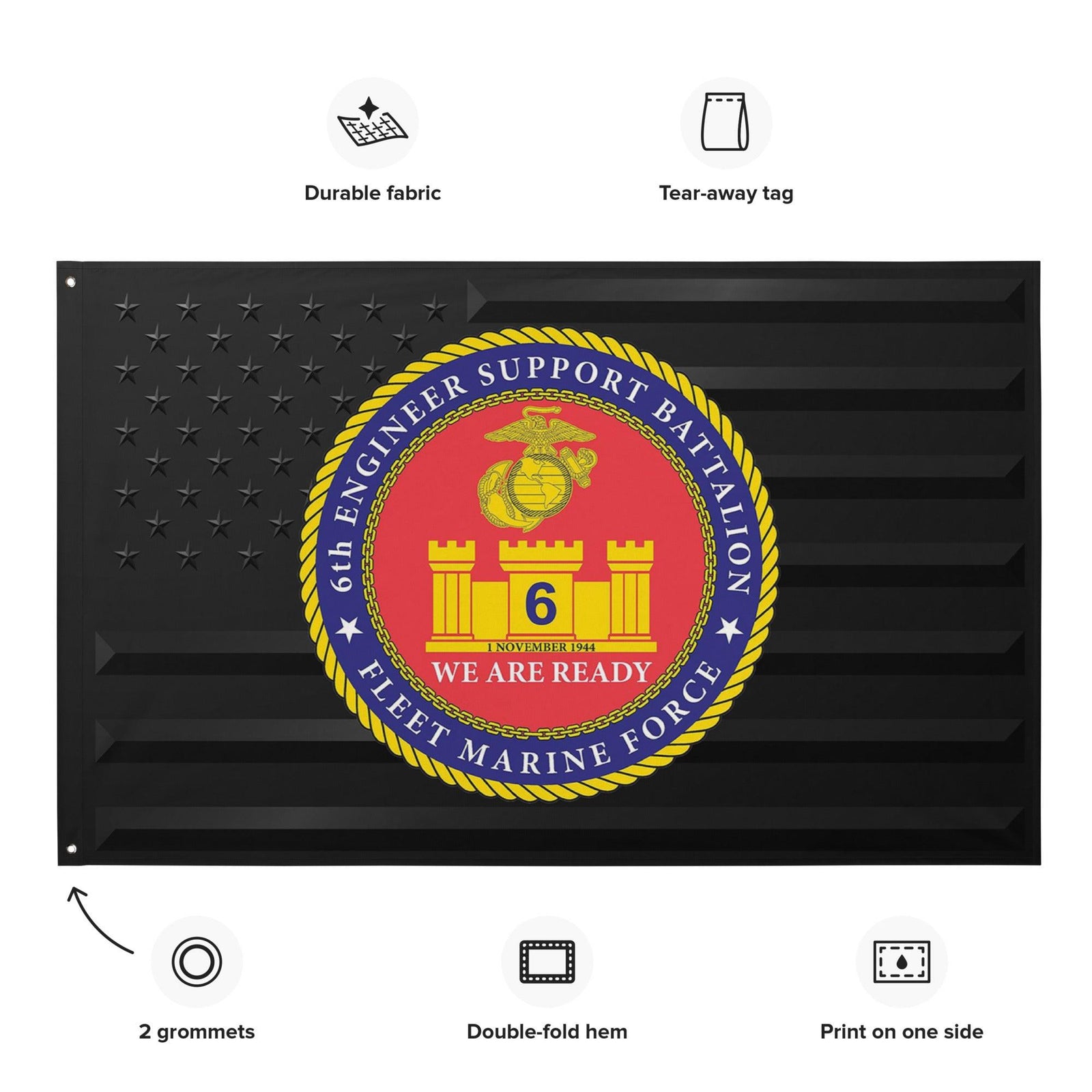 6th ESB USMC Black American Flag Tactically Acquired   