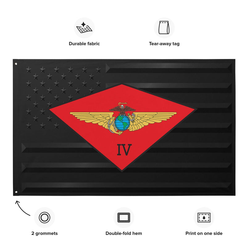 4th Marine Aircraft Wing (4th MAW) Black American Flag