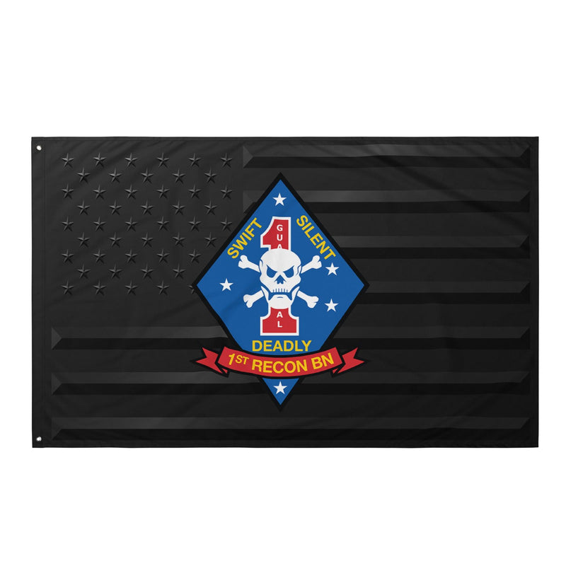 1st Recon Bn USMC Black American Flag