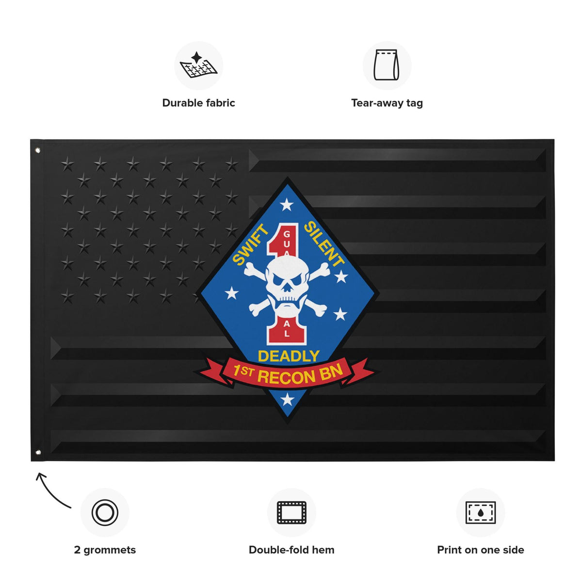 1st Recon Bn USMC Black American Flag Tactically Acquired   