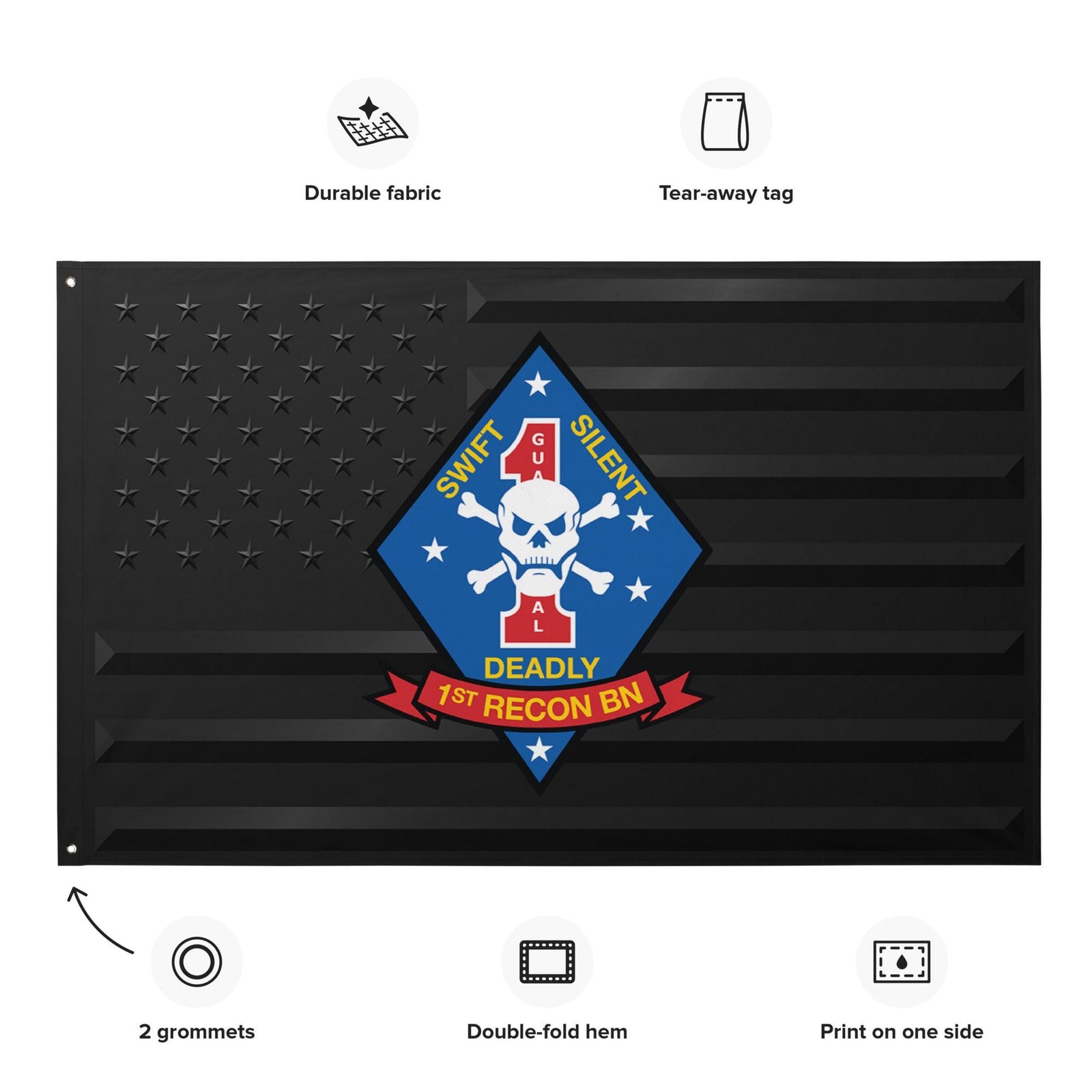 1st Recon Bn USMC Black American Flag Tactically Acquired   