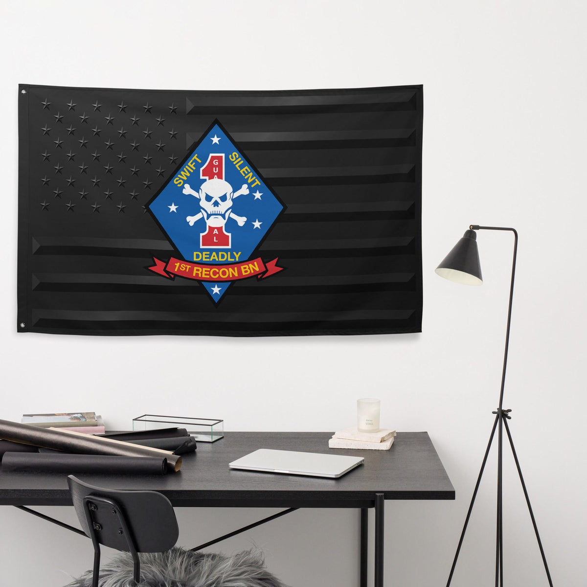 1st Recon Bn USMC Black American Flag Tactically Acquired   