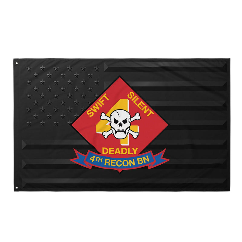 4th Recon Bn USMC Black American Flag