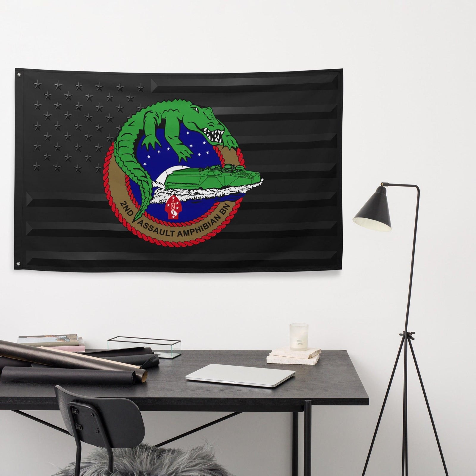 2nd AABn USMC Black American Flag Tactically Acquired   