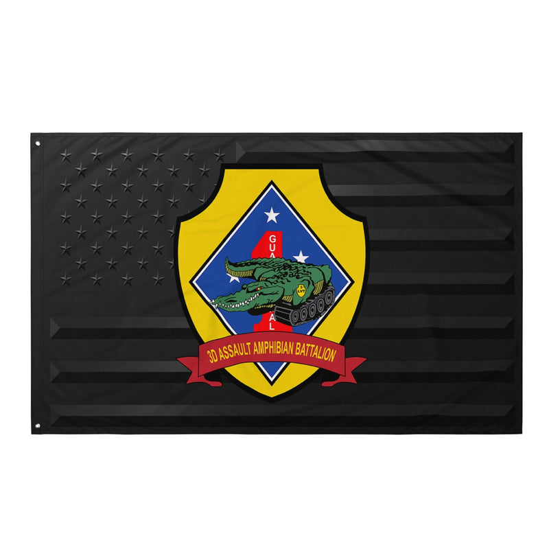 3rd AABn USMC Black American Flag
