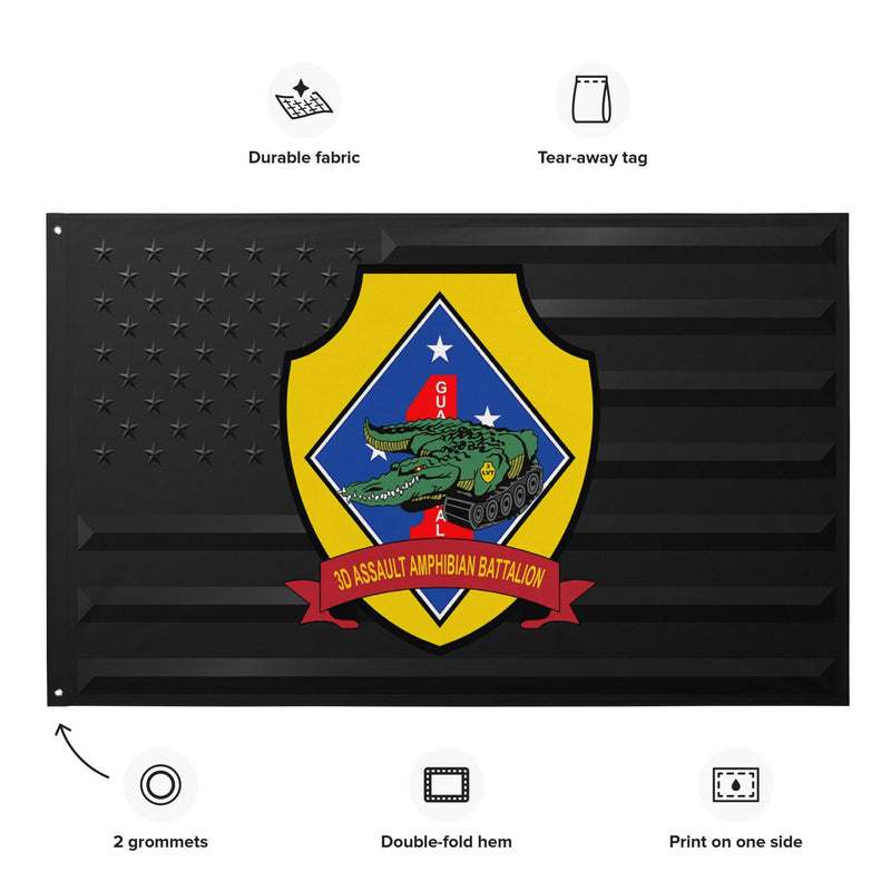 3rd AABn USMC Black American Flag