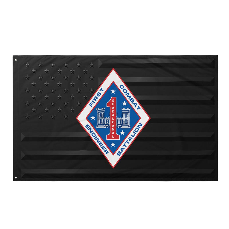 1st Combat Engineer Bn (1st CEB) Black American Flag