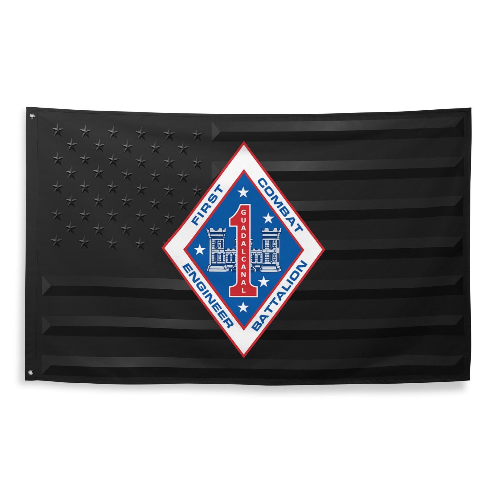 1st Combat Engineer Bn (1st CEB) Black American Flag Tactically Acquired   
