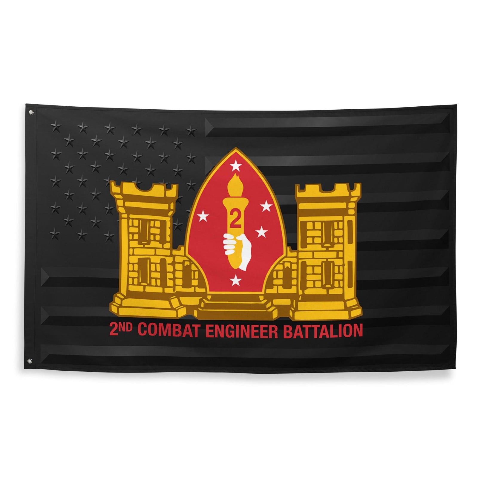 2d Combat Engineer Bn (2nd CEB) Black American Flag Tactically Acquired   